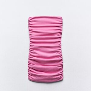 Zara Pink Ruched Mini Dress